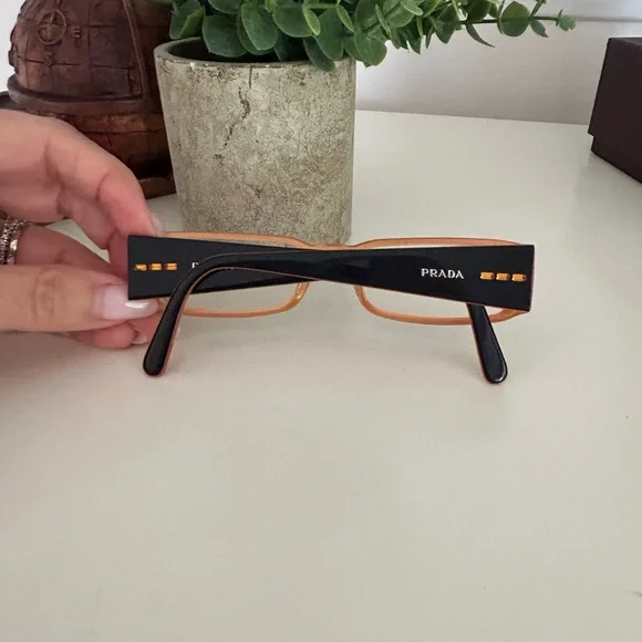 Prada Glasses Black with Burnt Orange VPR 10F 51 16 2BX 101 135 - Picture 2 of 7